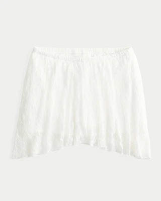 Lace Asymmetrical Hem Mini Skirt