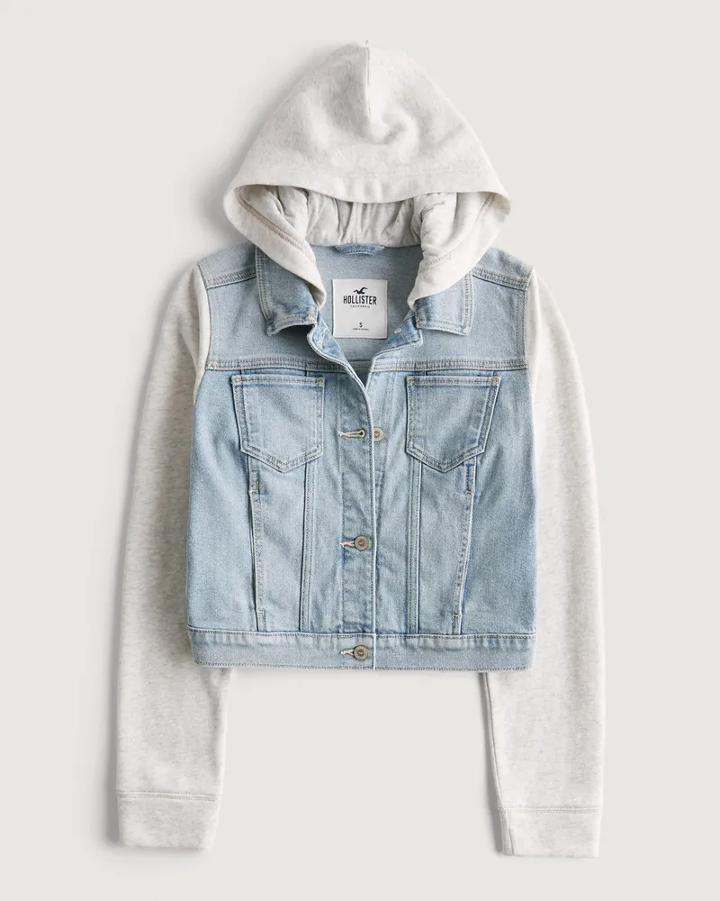 hollister denim hoodie jacket