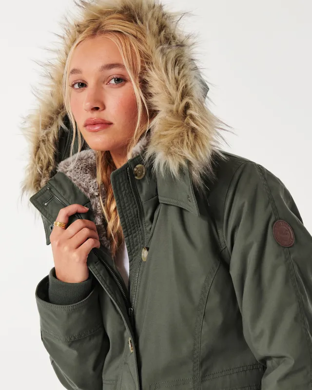 Hollister All-weather Faux Fur-lined Parka in Natural