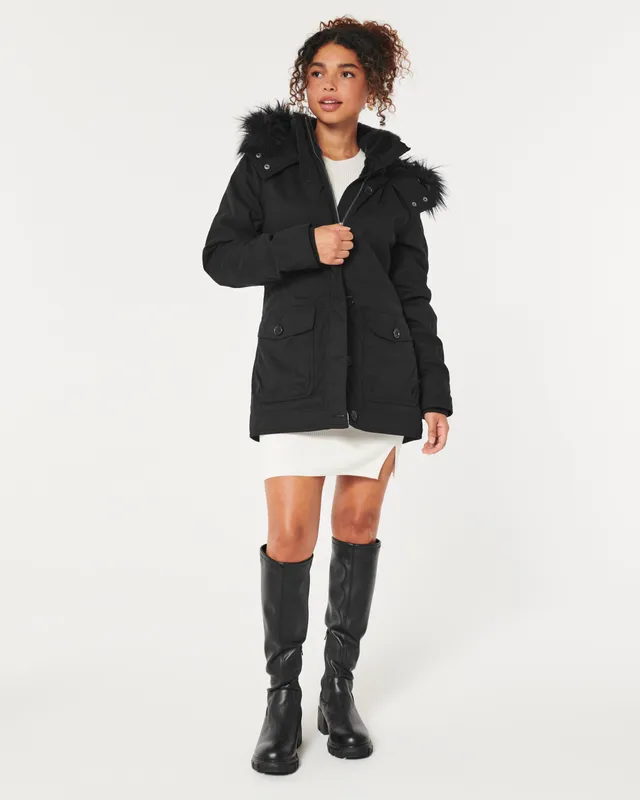 Hollister All-weather Faux Fur-lined Parka in Black