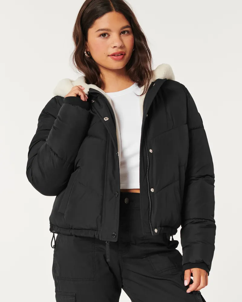 Hollister Ultimate Faux Fur-Lined Hooded Puffer Jacket