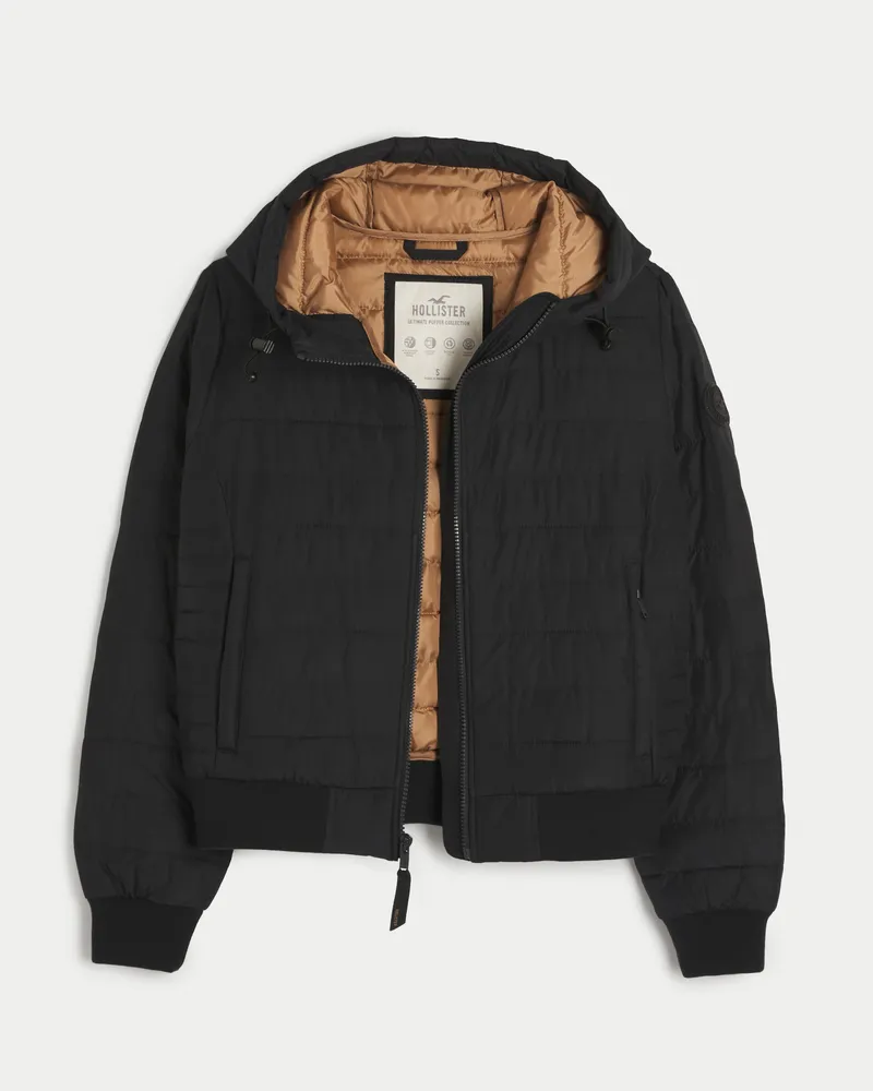 Hollister padded hooded jacket in black