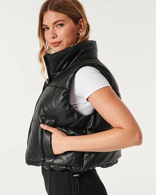 Ultimate Vegan Leather Mini Puffer Vest
