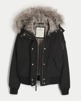 All-Weather Faux Fur-Lined Bomber Jacket