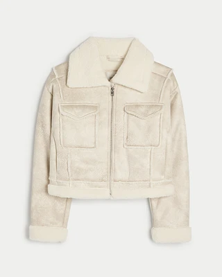 Faux Shearling Biker Jacket