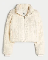 Sweater-Knit Mini Puffer Jacket