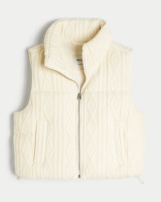 Sweater-Knit Mini Puffer Vest