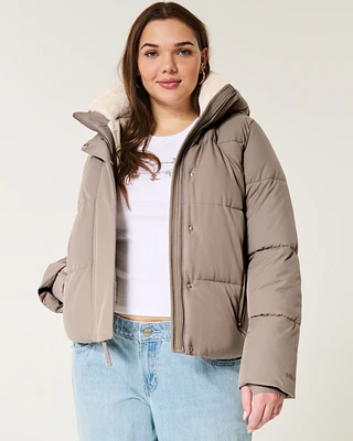 Faux Fur-Lined All-Weather Puffer Jacket