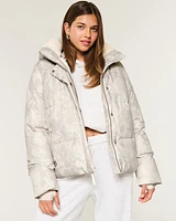 Faux Fur-Lined All-Weather Camo Puffer Jacket