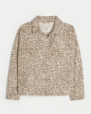 Leopard Print Denim Jacket