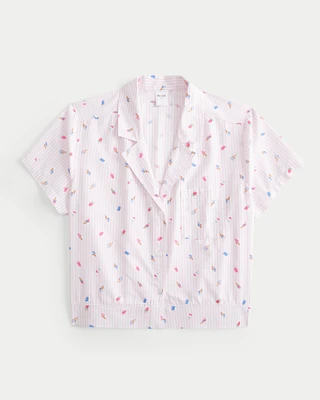 Short-Sleeve Button-Through Pajama Top