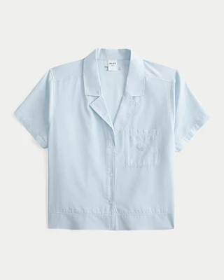 Short-Sleeve Button-Through Pajama Top