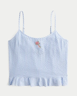 Ruffle Seersucker Pajama Tank