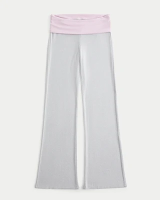 Foldover Waist Cozy Knit Flare Pants