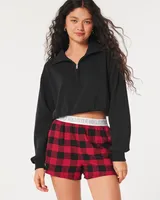 High-Rise Flannel Shorts