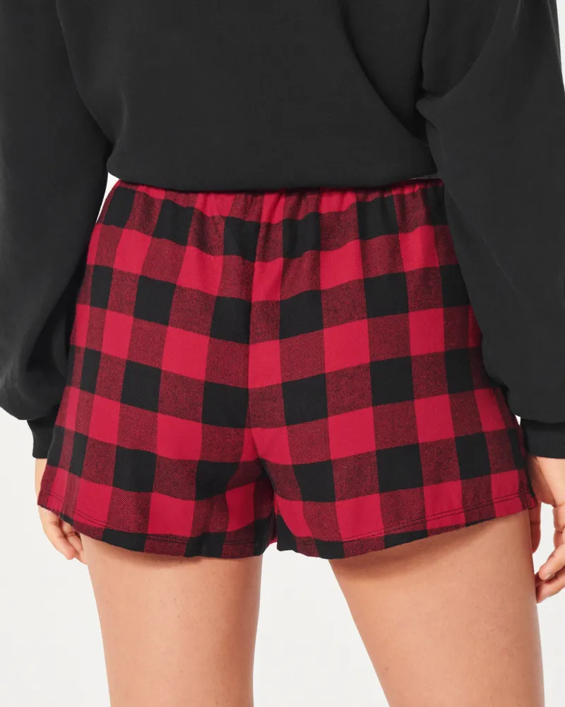 High-Rise Flannel Shorts