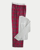 Long-Sleeve Tee & Wide-Leg Pajama Pants Sleep Set