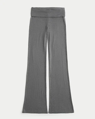 Cozy Knit Foldover Waist Flare Pants