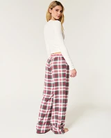 Long-Sleeve Graphic Tee & Flannel Pajama Pants Set