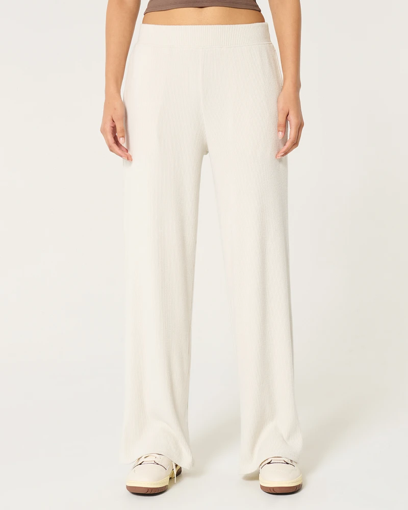 Cozy Ribbed Wide-Leg Pants