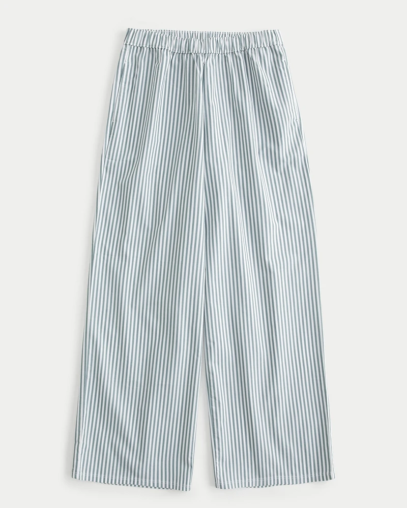 Poplin Wide-Leg Sleep Pants