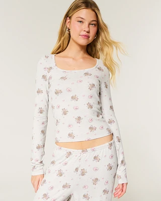 Cozy Bear Pattern Pajama Top