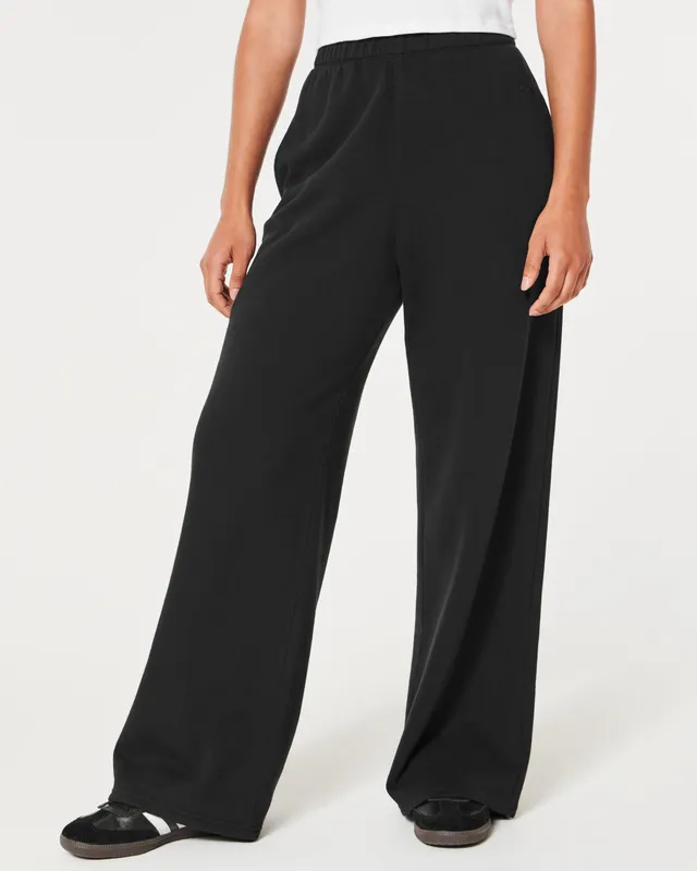 The North Face Felted fleece wide leg pants in black