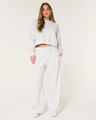 Logo Waist Fleece Wide-Leg Pants