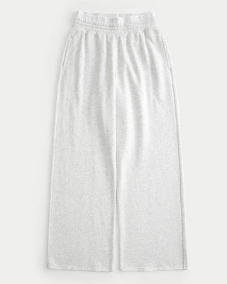 Logo Waist Fleece Wide-Leg Pants