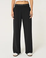 Logo Waist Fleece Wide-Leg Pants