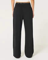 Logo Waist Fleece Wide-Leg Pants