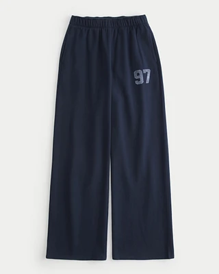 Athletic Graphic Fleece Wide-Leg Pants