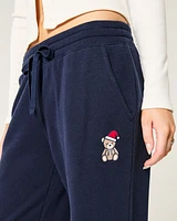 Teddy Bear Graphic Straight Sweatpants