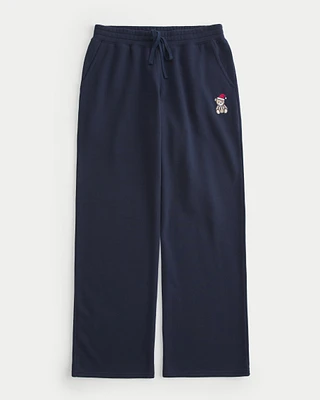 Teddy Bear Graphic Straight Sweatpants