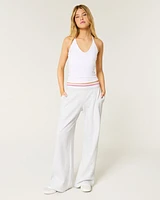 Tipped Wide-Leg Sweatpants