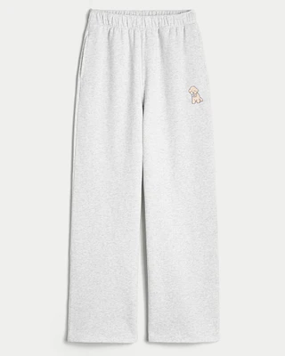 Dog Graphic Wide-Leg Sweatpants