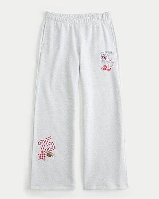 Sporty Graphic Wide-Leg Sweatpants