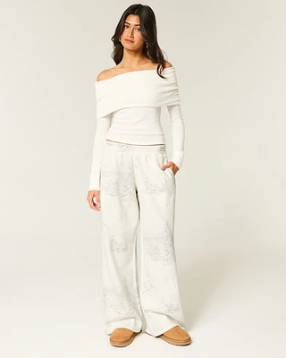 Scenic Print Baggy Sweatpants