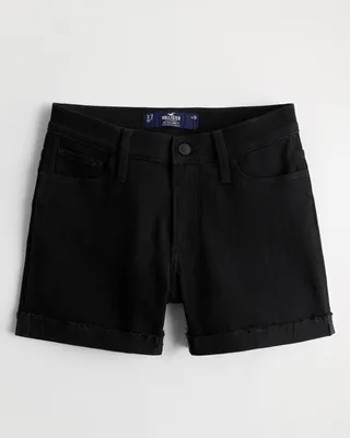 Mid-Rise Distressed Dark Wash Denim Shorts 5''