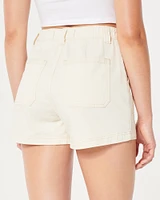 Ultra High-Rise Twill Mom Shorts