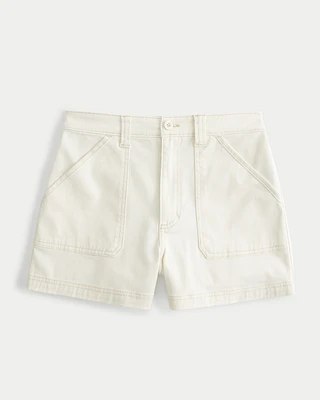 Ultra High-Rise Twill Mom Shorts