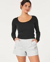 Ultra High-Rise Poplin Cargo Mom Shorts