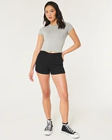 Curvy High-Rise Ripped Dark Wash Denim Shorts 3