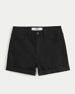 Curvy High-Rise Black Denim Shorts 3"