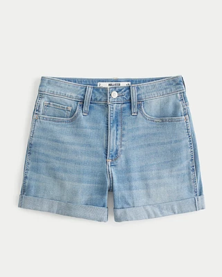 Curvy High-Rise Light Wash Denim Shorts 3"