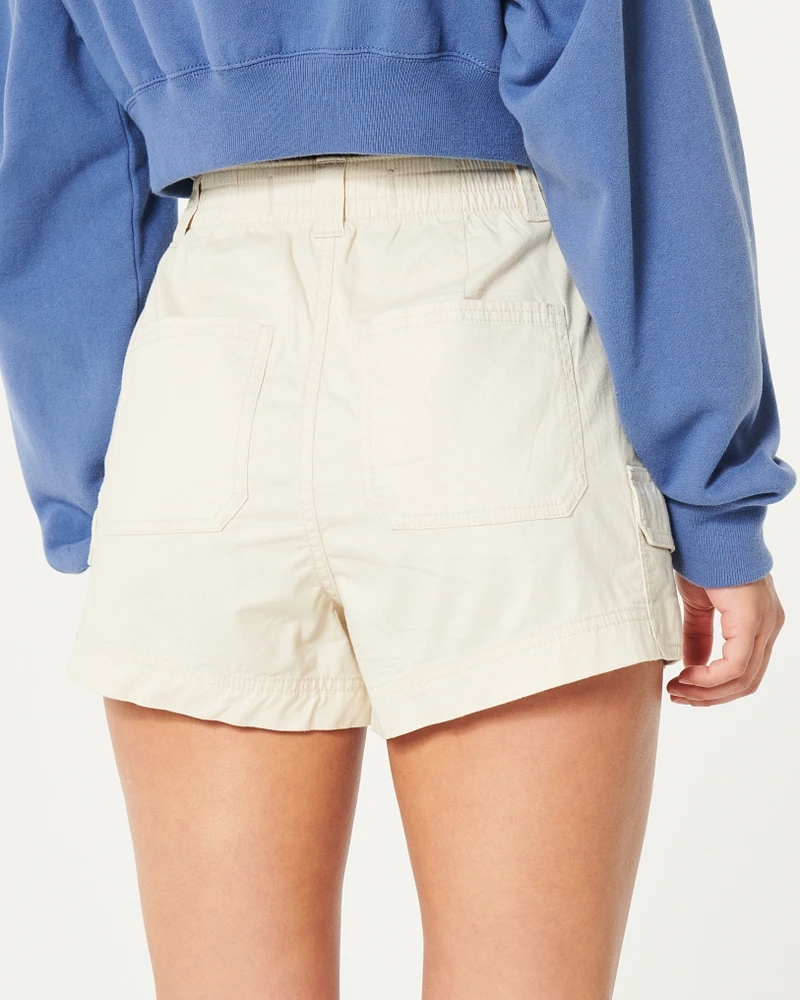 Ultra High-Rise Twill Cargo Mom Shorts