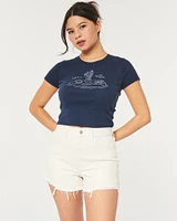 Ultra High-Rise White Denim Mom Shorts