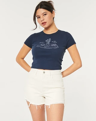 Ultra High-Rise White Denim Mom Shorts