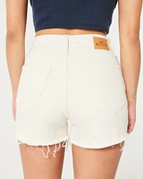 Ultra High-Rise White Denim Mom Shorts