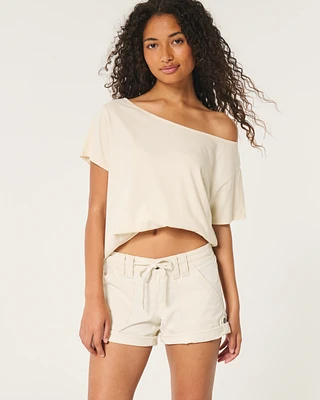 Low-Rise Adjustable Hem Shorts